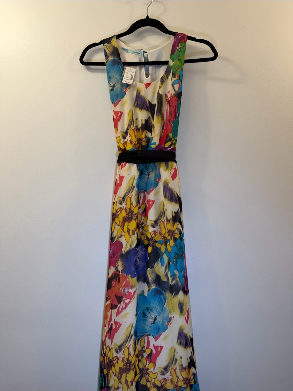 Maurices Watercolor Floral Maxi Dress Sleeveless Belted 
Size M
